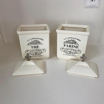 Pair of Cream Canisters 