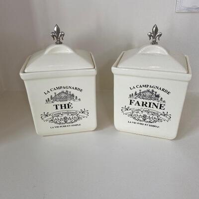 Pair of Cream Canisters 