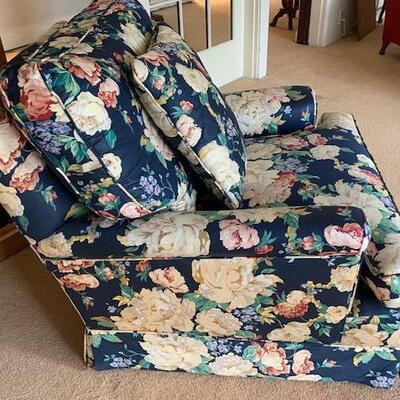 LOT 113 Floral Upholstered Arm Chair with Pillow