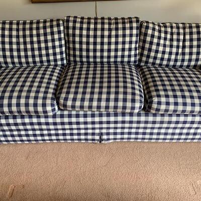 LOT 115 Navy and White Checkered Sofa