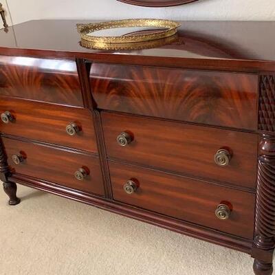 LOT 167 Antique 6 Drawer Mahogany Dresser