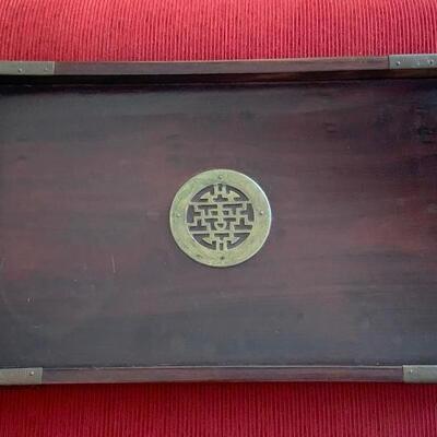 Lot 340 Antique Chinese Rosewood Tray 