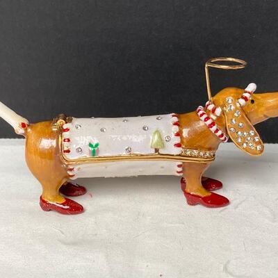 Lot #293 Dept.56 Patience Brewster Krinkles Jeweled Box Dachshund 