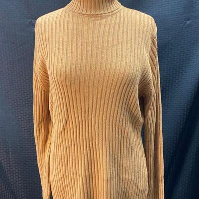 Basic Editions Tan Ribbed Turtleneck Sweater XL Extra Large
