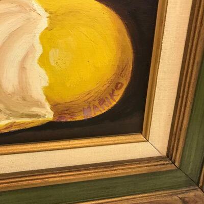 Pair of Vintage Framed Fruit and Vase Paintings (5)