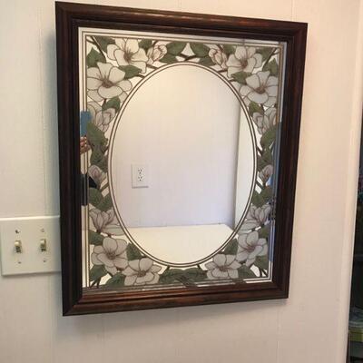Three Framed Floral Mirrors (8)