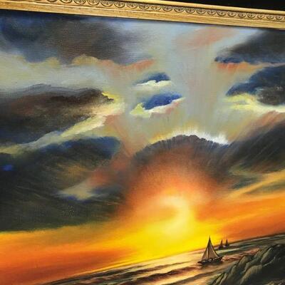 Vintage Sunset Painting (1)
