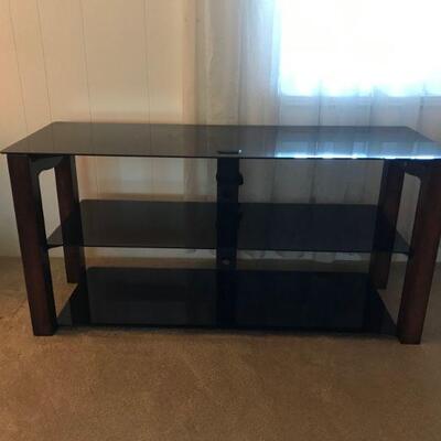 Black Glass & Wood TV Stereo Console (13)