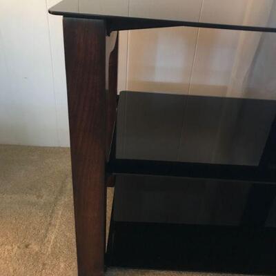 Black Glass & Wood TV Stereo Console (13)
