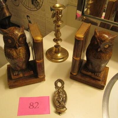 LOT 82  OWL BOOKENDS & MORE