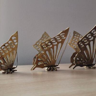 Lot #38: 4.5" - 6.5" Graduated Vintage Brass Butterfly Set ðŸ¦‹ 