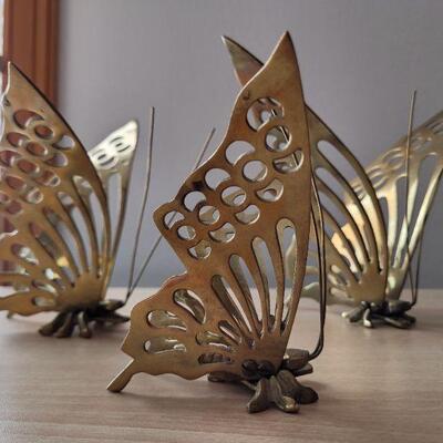 Lot #38: 4.5" - 6.5" Graduated Vintage Brass Butterfly Set ðŸ¦‹ 