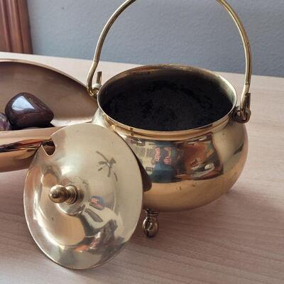 Lot #40: Pair of Vintage Mid Century Modern Brass Creations 9" Dish & 5" Pot w/ Lid