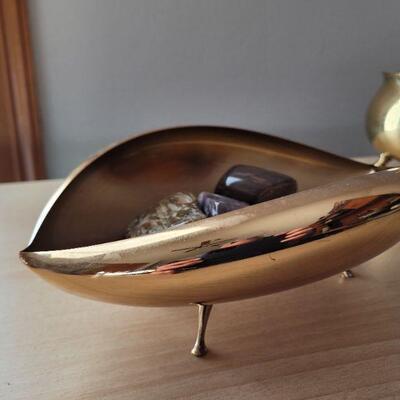 Lot #40: Pair of Vintage Mid Century Modern Brass Creations 9" Dish & 5" Pot w/ Lid