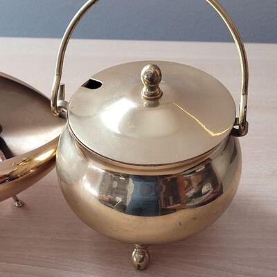 Lot #40: Pair of Vintage Mid Century Modern Brass Creations 9" Dish & 5" Pot w/ Lid