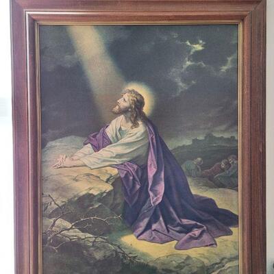 Lot #51: Vintage Jesus Christ Art Print FRAMED 33.5" x 27.5"