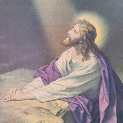 Lot #51: Vintage Jesus Christ Art Print FRAMED 33.5" x 27.5"