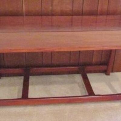 LOT 99  ANTIQUE REDWOOD DROP LEAF TABLE WITH DRAWER  