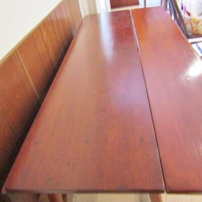LOT 99  ANTIQUE REDWOOD DROP LEAF TABLE WITH DRAWER  