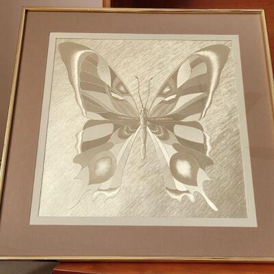 Lot #55: Vintage MANIFESTATIONS INC. Butterfly Art Print 18" x 18" 