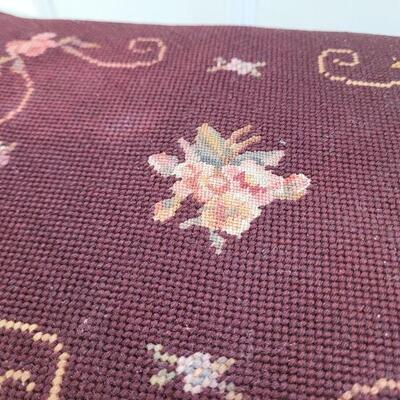 Lot #77: Vintage Embroidered Small Foot Stool 15.5