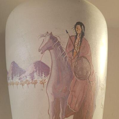 Lot #84: Vintage 15.5" Tall Handpainted Fine Art NAVAJO Adakai Pottery Vase "First Winter Hunt" SIGNED
