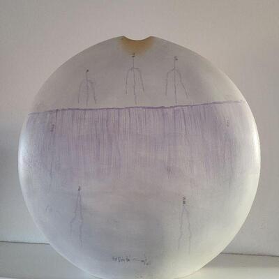 Lot #85: 19" Tall Handpainted Fine Art NAVAJO Adakai Pottery Vase "First Winter Hunt" SIGNED