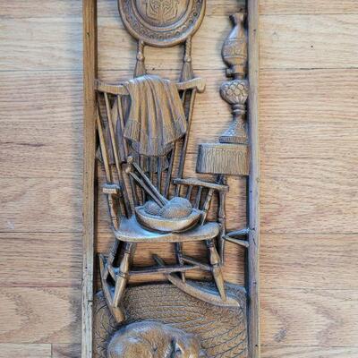 Lot #86: Vintage 16" Tall Cat Themed Wood Hanging Scene