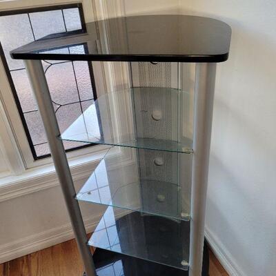 Lot #87: Glass And Wood Display Corner Shelf 46.5" x 24" x 22"
