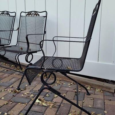 Lot #91: (4) Wrought Iron Black Rocking Outdoor Chairs