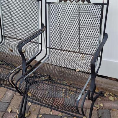 Lot #91: (4) Wrought Iron Black Rocking Outdoor Chairs