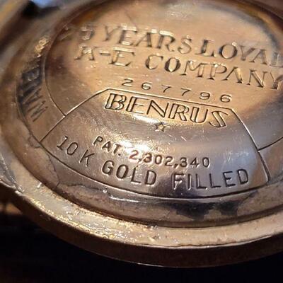 Lot #97: Vintage 36.5mm BENRUS 10K Gold Filled Self Winding Automatic Watch TESTED A+