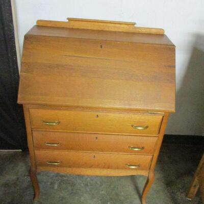 Lot 111 - Vintage Solid Oak Secretary  Desk 