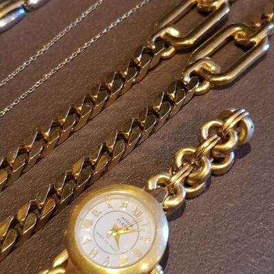 Lot 115: Necklaces, Watch, and Bracelets lot