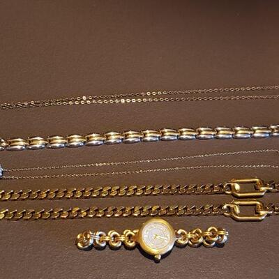 Lot 115: Necklaces, Watch, and Bracelets lot