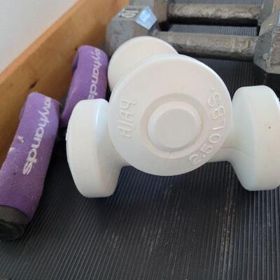 Lot #124: Assorted Exercise Equipment (Step, Barbells, etc.)