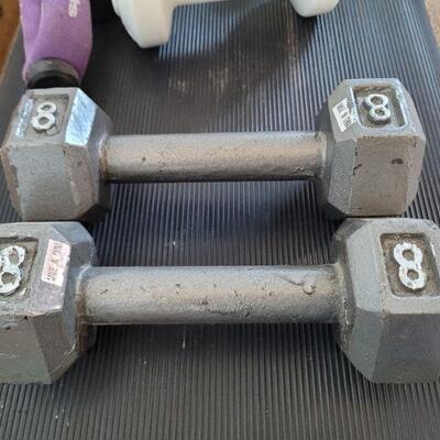 Lot #124: Assorted Exercise Equipment (Step, Barbells, etc.)