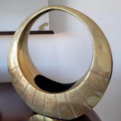 Lot #127: Vintage Mid Century Modern Large Brass Planter 