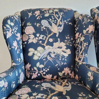Lot #128: Vintage Pair of Queen Anne Highback Chairs by SHERRIL Furniture RESTORATION PROJECT" x 31" x 31" 