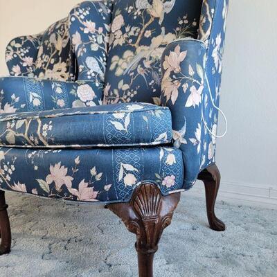 Lot #128: Vintage Pair of Queen Anne Highback Chairs by SHERRIL Furniture RESTORATION PROJECT" x 31" x 31" 