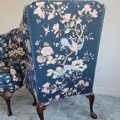 Lot #128: Vintage Pair of Queen Anne Highback Chairs by SHERRIL Furniture RESTORATION PROJECT" x 31" x 31" 