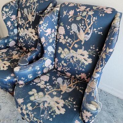 Lot #128: Vintage Pair of Queen Anne Highback Chairs by SHERRIL Furniture RESTORATION PROJECT" x 31" x 31" 