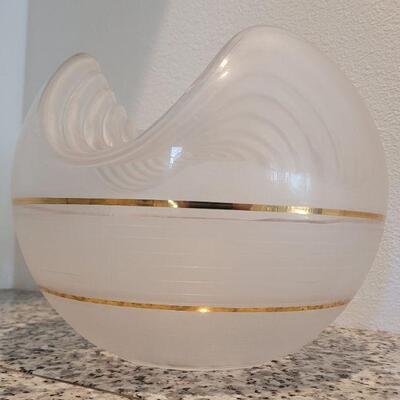 Lot #131: Vintage ABSTRACT Art Glass Container Mid Century Modern 