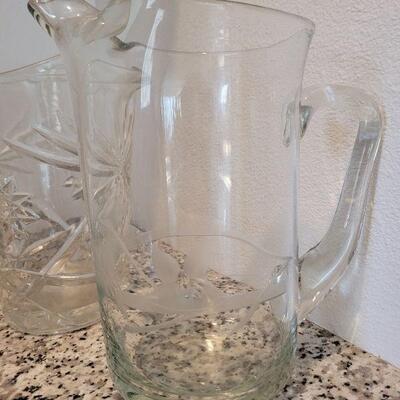 Lot #132: (2) Vintage Glass Beverage Pitchers