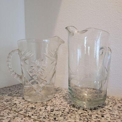Lot #132: (2) Vintage Glass Beverage Pitchers