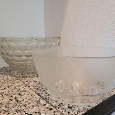 Lot #133: (2) Vintage Large Glass Decorative Bowls (1 from FRANCE)