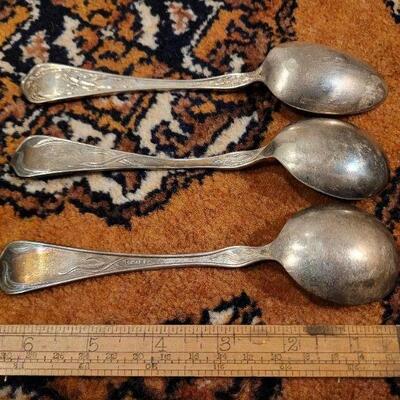 Lot #140: Vintage Electroplated White Metal Spoon Set (9) 