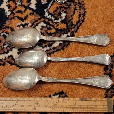 Lot #140: Vintage Electroplated White Metal Spoon Set (9) 