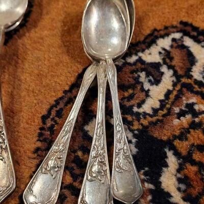 Lot #140: Vintage Electroplated White Metal Spoon Set (9) 