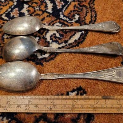 Lot #140: Vintage Electroplated White Metal Spoon Set (9) 